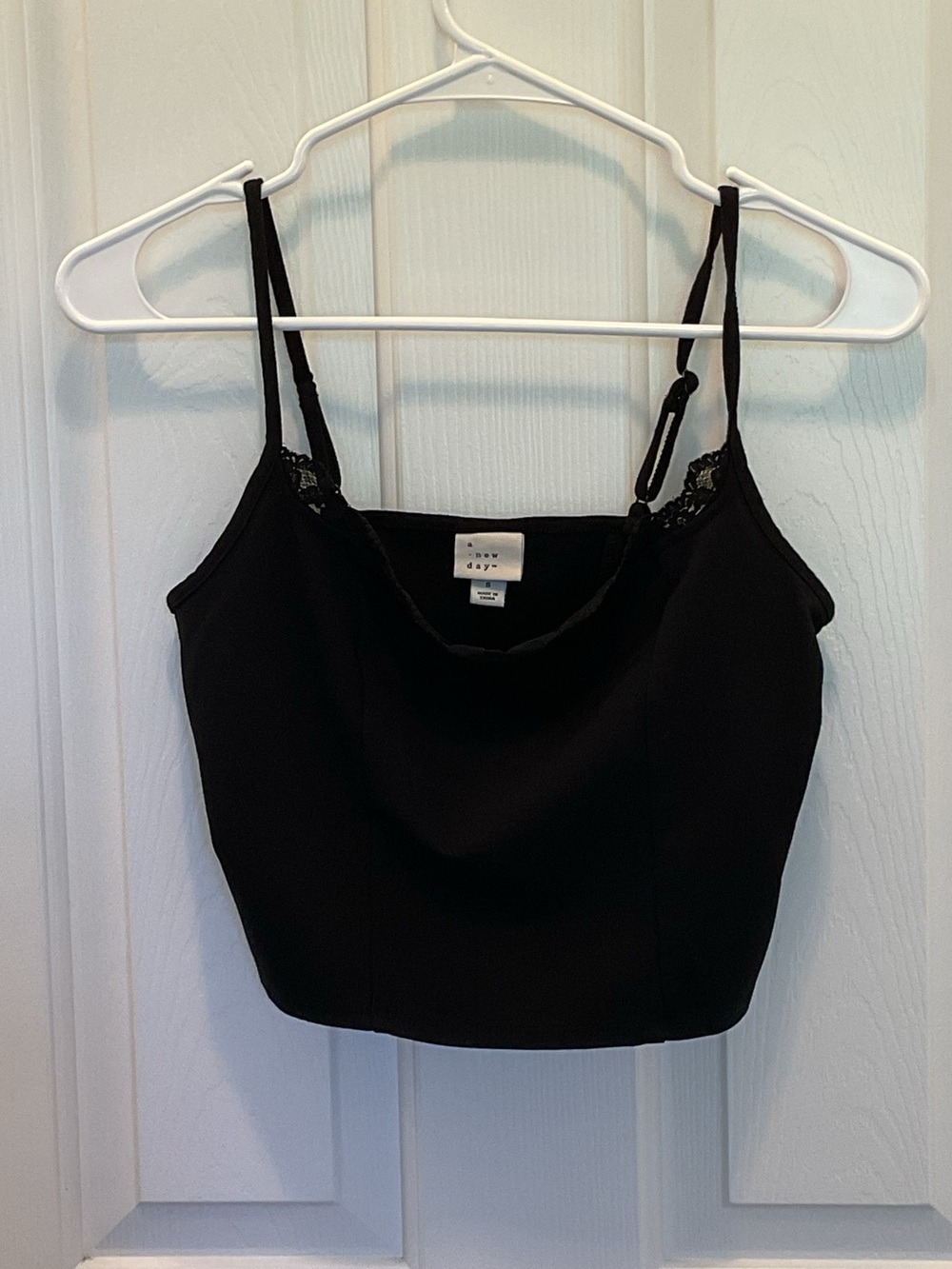 a new day Black Lace Trim Cropped Camisole Top